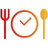 Fork, clock, and spoon icon